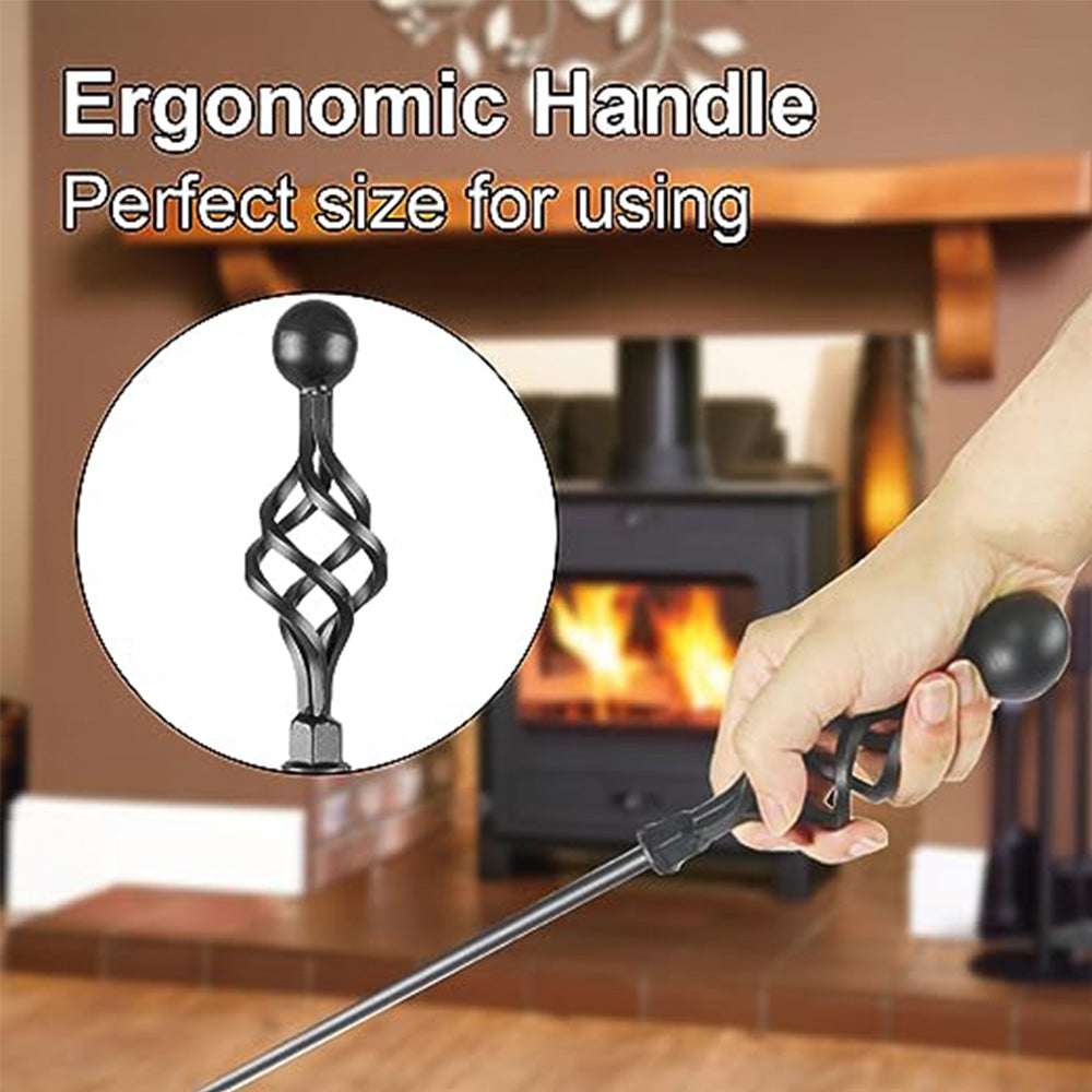 VODA Fireplace Tools Set,fireplace set Tools,5-Piece Cast Iron 33.5" Fireplace Set,Fireplace Tool Kit,Indoor fire place kit Outdoor Holder Fire Kit