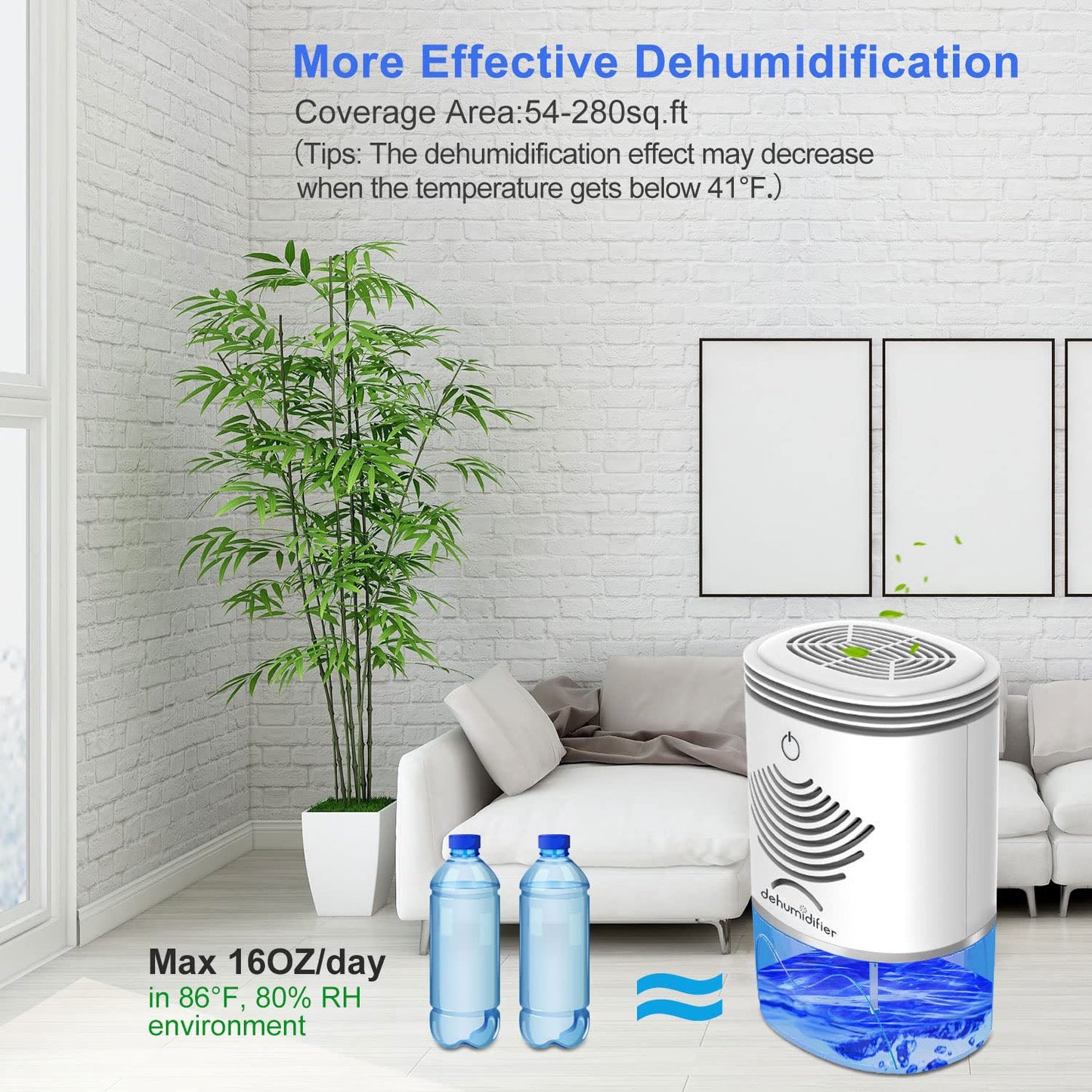 Small Dehumidifier Mini Dehumidifier Portable for Bathroom 2600 Cubic Feet(280 Sq Ft) 35oz for Home,Basement,Bathroom, Closet,RV,Bedroom,Kitchen